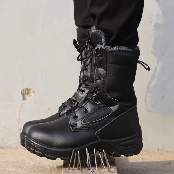 Bottes de travail et de sécurité pour hommes, chaussures de protection, anti-écrasement, bottes de saut dans le désert, bottes Parker en acier, perforation, extérieur – Image 6