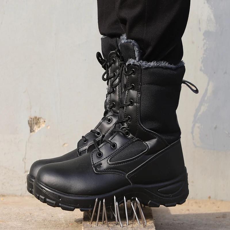 Bottes de travail et de sécurité pour hommes, chaussures de protection, anti-écrasement, bottes de saut dans le désert, bottes Parker en acier, perforation, extérieur