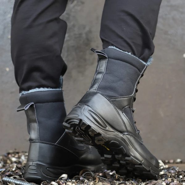 Bottes de travail et de sécurité pour hommes, chaussures de protection, anti-écrasement, bottes de saut dans le désert, bottes Parker en acier, perforation, extérieur – Image 4