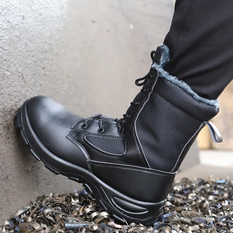 Bottes de travail et de sécurité pour hommes, chaussures de protection, anti-écrasement, bottes de saut dans le désert, bottes Parker en acier, perforation, extérieur
