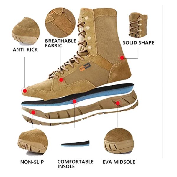 Bottes hautes du désert pour hommes, chaussures de randonnée en plein air, bottes de saut de soldat, haute qualité – Image 2