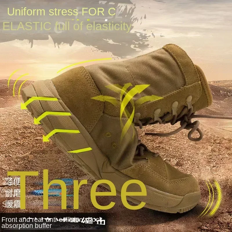 Bottes hautes du désert pour hommes, chaussures de randonnée en plein air, bottes de saut de soldat, haute qualité