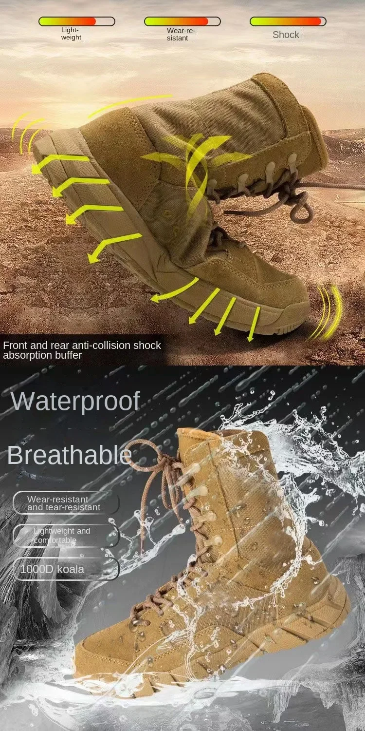 Bottes hautes du désert pour hommes, chaussures de randonnée en plein air, bottes de saut de soldat, haute qualité