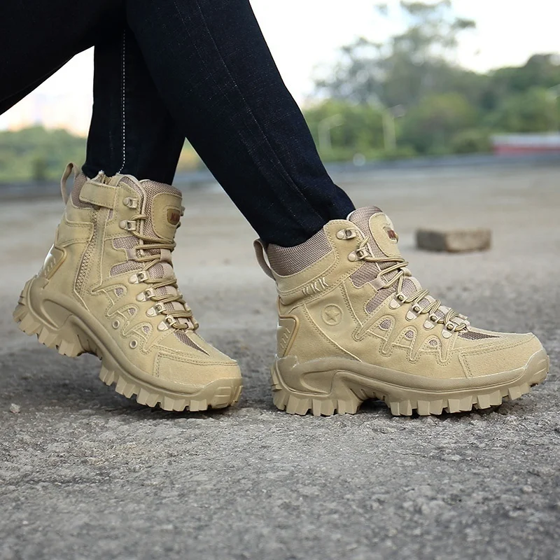 Bottes militaires pour hommes, chaussures de sécurité au travail, bottes de moto, botte de rinçage pour hommes, grande taille 39-46