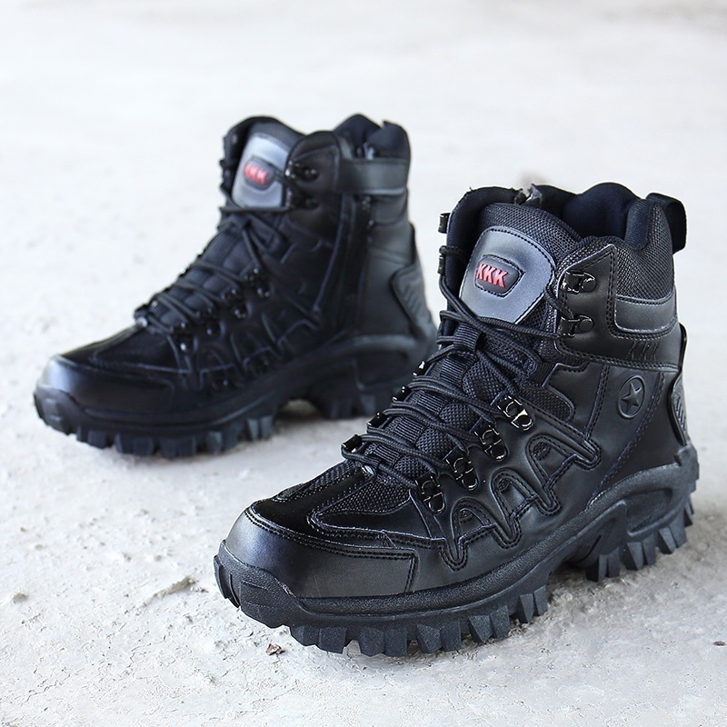 Bottes militaires pour hommes, chaussures de sécurité au travail, bottes de moto, botte de rinçage pour hommes, grande taille 39-46