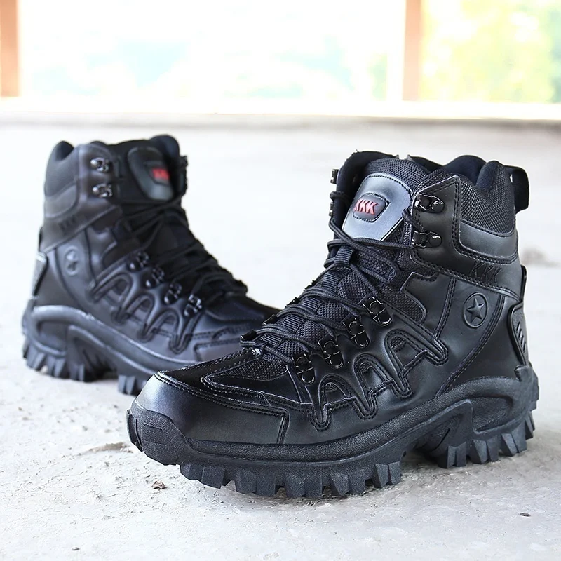 Bottes militaires pour hommes, chaussures de sécurité au travail, bottes de moto, botte de rinçage pour hommes, grande taille 39-46