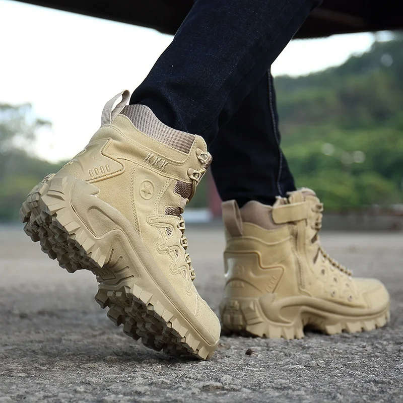 Bottes militaires pour hommes, chaussures de sécurité au travail, bottes de moto, botte de rinçage pour hommes, grande taille 39-46