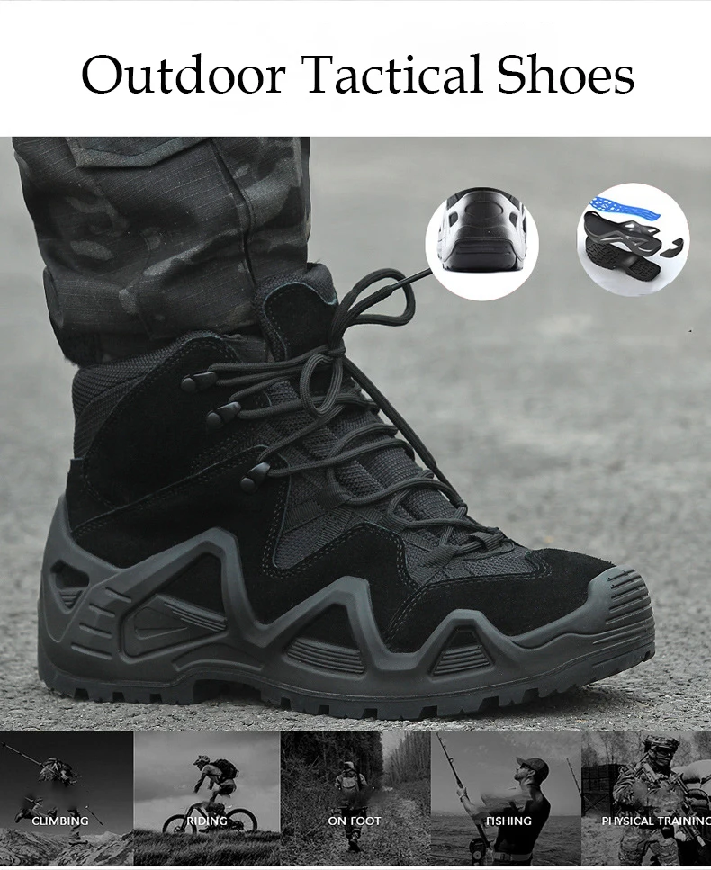 DulMilitary-Bottes d'entraînement dans le désert pour hommes, chaussures de camping en plein air, randonnée, escalade, trekking, chasse, baskets de sport non aldes DulMilitary-Bottes d'entraînement dans le désert pour hommes, chaussures de camping en plein air, randonnée, escalade, trekking, chasse, baskets de sport non aldes