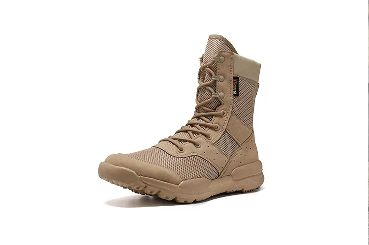 Bottes de randonnée dans le désert respirantes pour hommes, chaussures montantes, escalade en plein air, canadisme, chaussures de l'armée, bottes Dulskip légères, été
