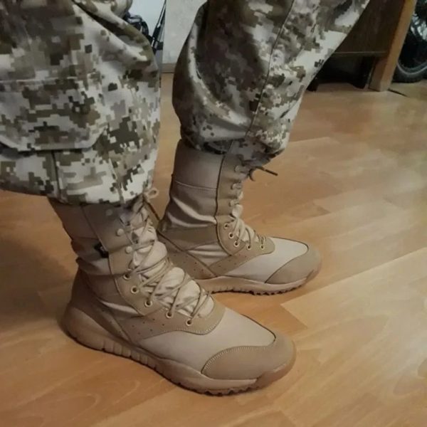 Bottes de randonnée dans le désert respirantes pour hommes, chaussures montantes, escalade en plein air, canadisme, chaussures de l'armée, bottes Dulskip légères, été – Image 5