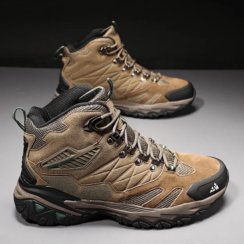HIKEUP-Bottes de randonnée en daim imperméables pour hommes, chaussures de trekking, bottes militaires Dulskip, haut, extérieur, hiver