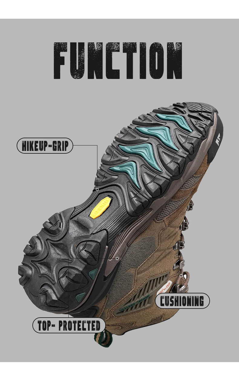 HIKEUP-Bottes de randonnée en daim imperméables pour hommes, chaussures de trekking, bottes militaires Dulskip, haut, extérieur, hiver