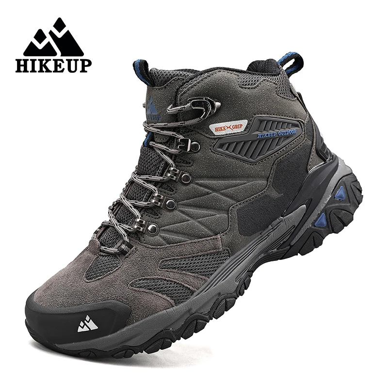 HIKEUP-Bottes de randonnée en daim imperméables pour hommes, chaussures de trekking, bottes militaires Dulskip, haut, extérieur, hiver