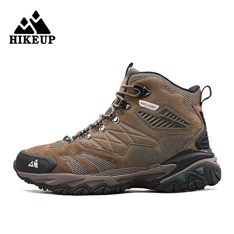 HIKEUP-Bottes de randonnée en daim imperméables pour hommes, chaussures de trekking, bottes militaires Dulskip, haut, extérieur, hiver