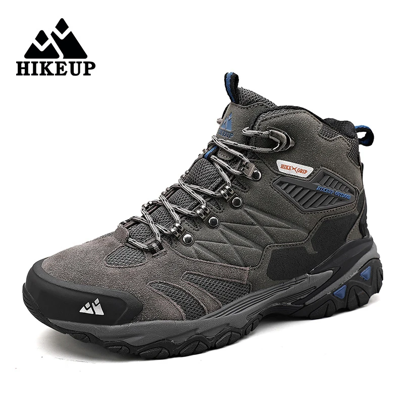 HIKEUP-Bottes de randonnée en daim imperméables pour hommes, chaussures de trekking, bottes militaires Dulskip, haut, extérieur, hiver
