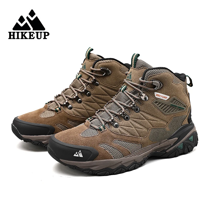 HIKEUP-Bottes de randonnée en daim imperméables pour hommes, chaussures de trekking, bottes militaires Dulskip, haut, extérieur, hiver