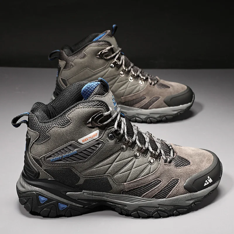 HIKEUP-Bottes de randonnée en daim imperméables pour hommes, chaussures de trekking, bottes militaires Dulskip, haut, extérieur, hiver