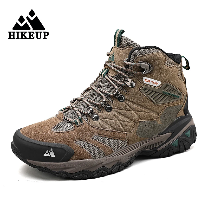 HIKEUP-Bottes de randonnée en daim imperméables pour hommes, chaussures de trekking, bottes militaires Dulskip, haut, extérieur, hiver