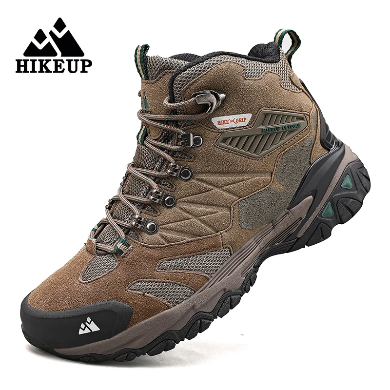 HIKEUP-Bottes de randonnée en daim imperméables pour hommes, chaussures de trekking, bottes militaires Dulskip, haut, extérieur, hiver