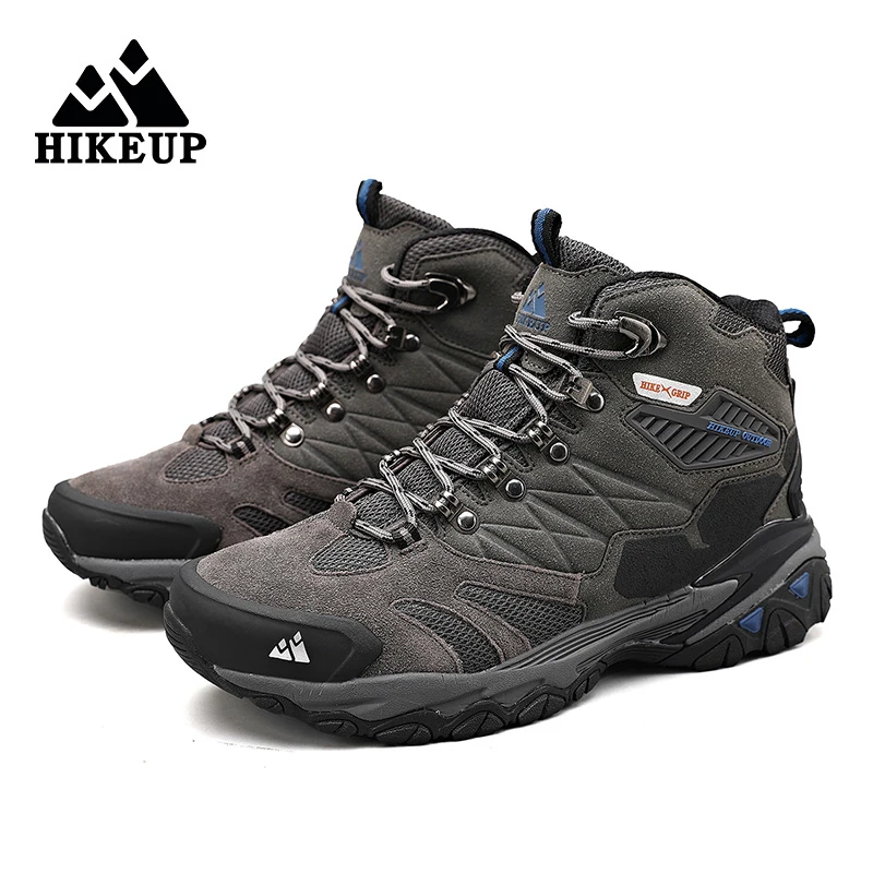 HIKEUP-Bottes de randonnée en daim imperméables pour hommes, chaussures de trekking, bottes militaires Dulskip, haut, extérieur, hiver