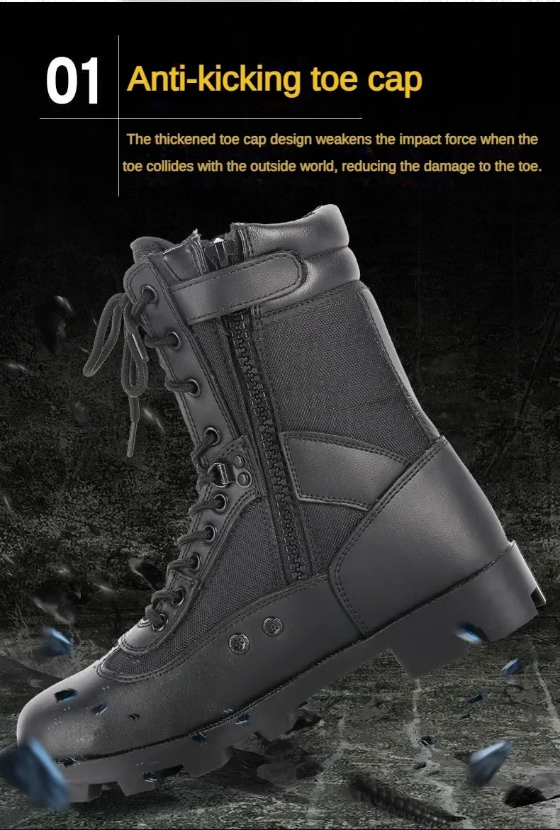 LAHORS-Bottes de randonnée en cuir de vachette pour hommes, chaussures de sport en plein air, bottes de saut dans le désert, chaussures de sécurité au travail