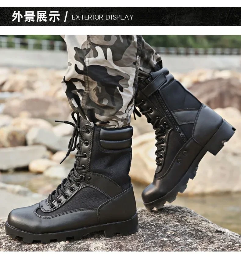 LAHORS-Bottes de randonnée en cuir de vachette pour hommes, chaussures de sport en plein air, bottes de saut dans le désert, chaussures de sécurité au travail