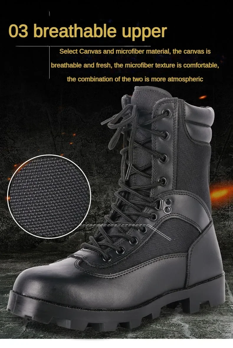 LAHORS-Bottes de randonnée en cuir de vachette pour hommes, chaussures de sport en plein air, bottes de saut dans le désert, chaussures de sécurité au travail