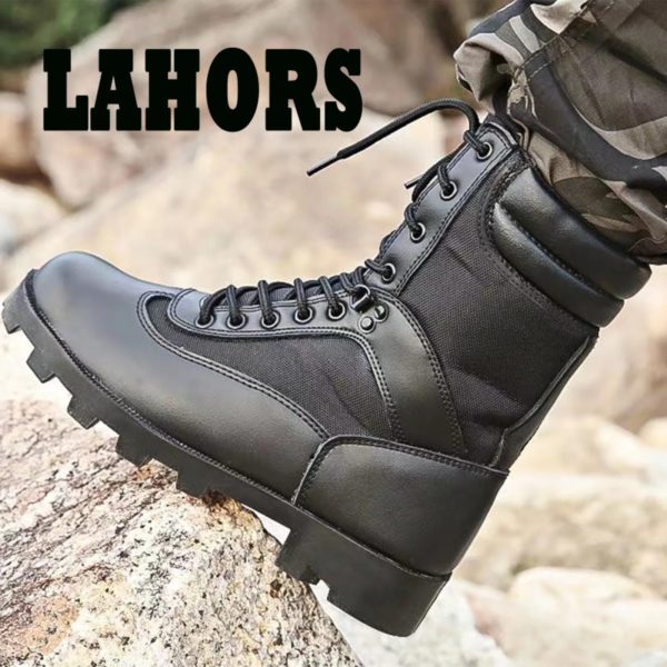 LAHORS-Bottes de randonnée en cuir de vachette pour hommes, chaussures de sport en plein air, bottes de saut dans le désert, chaussures de sécurité au travail – Image 2