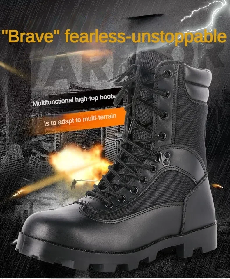 LAHORS-Bottes de randonnée en cuir de vachette pour hommes, chaussures de sport en plein air, bottes de saut dans le désert, chaussures de sécurité au travail