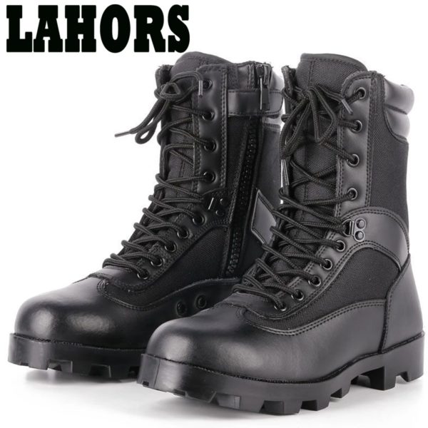 LAHORS-Bottes de randonnée en cuir de vachette pour hommes, chaussures de sport en plein air, bottes de saut dans le désert, chaussures de sécurité au travail – Image 4