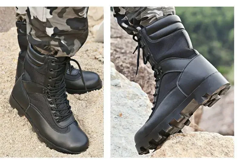 LAHORS-Bottes de randonnée en cuir de vachette pour hommes, chaussures de sport en plein air, bottes de saut dans le désert, chaussures de sécurité au travail
