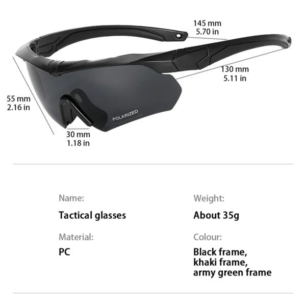 Lunettes de soleil polarisées de l'armée pour hommes et femmes, lunettes militaires de protection 3.0, lunettes de tir de paintball, lunettes de soleil de cyclisme DulMTB