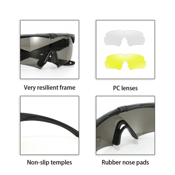 Lunettes de soleil polarisées de l'armée pour hommes et femmes, lunettes militaires de protection 3.0, lunettes de tir de paintball, lunettes de soleil de cyclisme DulMTB – Image 6