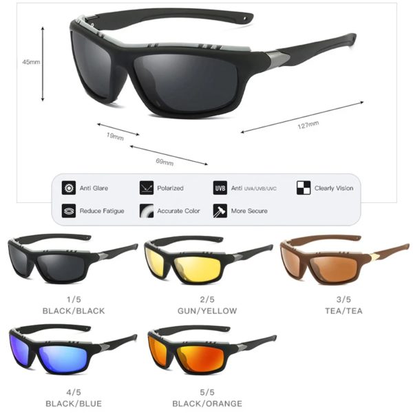 Lunettes de soleil polarisées carrées pour homme, sport, conduite, tactique, Anti-éblouissement, UV400, 2020 – Image 4