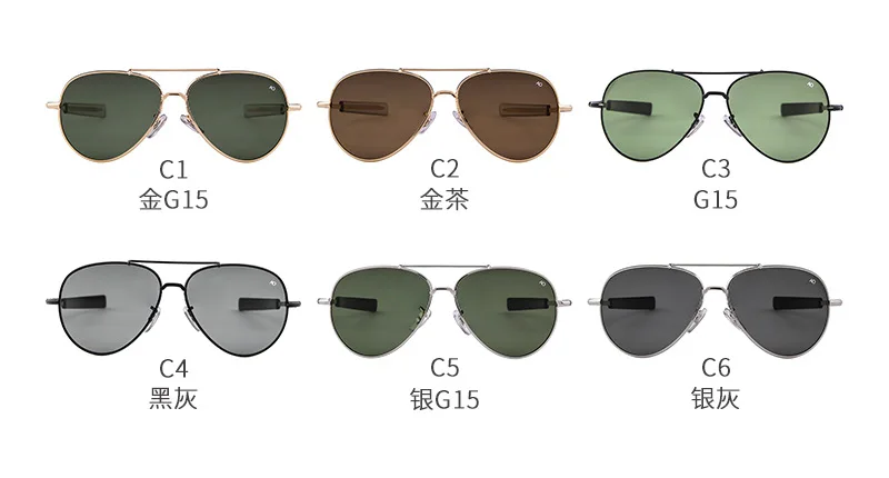 Lunettes de soleil d'aviation pour hommes et femmes, lunettes de soleil optiques militaires de l'armée américaine, lunettes de soleil pilote AO, 2021 Oculos De Sites Mascul37, 8057