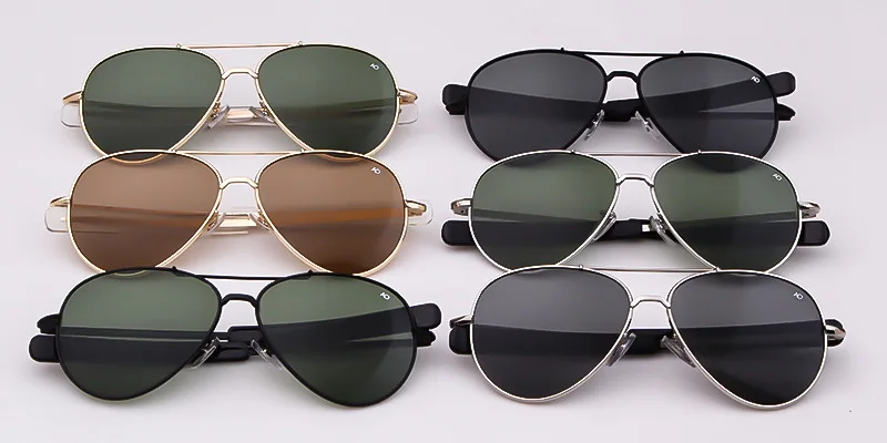 Lunettes de soleil d'aviation pour hommes et femmes, lunettes de soleil optiques militaires de l'armée américaine, lunettes de soleil pilote AO, 2021 Oculos De Sites Mascul37, 8057