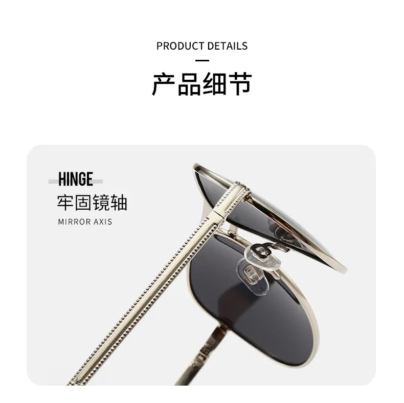 Lunettes de soleil polarisées à double faisceau en métal pour hommes