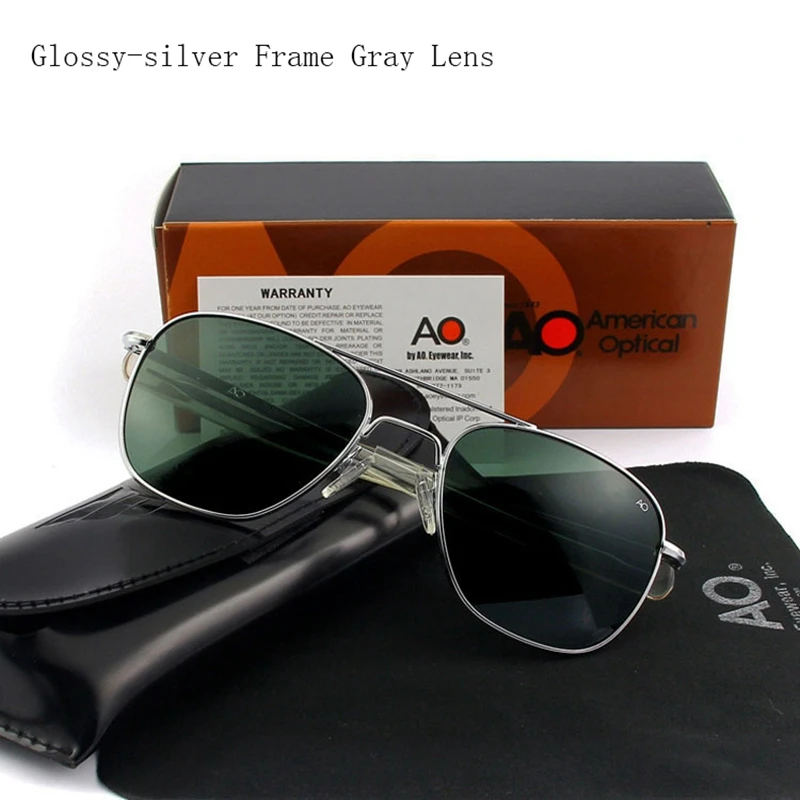 Lunettes de soleil de pilote militaire de l'armée américaine pour hommes, lentille en verre AO, lunettes de soleil de conduite pour hommes, marque de créateur, qualité supérieure, OP55, OP57
