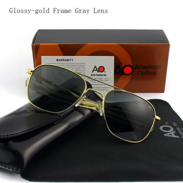 Lunettes de soleil de pilote militaire de l'armée américaine pour hommes, lentille en verre AO, lunettes de soleil de conduite pour hommes, marque de créateur, qualité supérieure, OP55, OP57 – Image 6