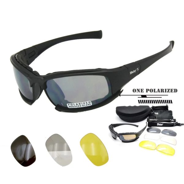 X7 Destroy Andrular-Lunettes de soleil polarisées militaires pour hommes, lunettes de l'armée avec 4 lentilles, boîte d'origine, lunettes de randonnée, lunettes de tir