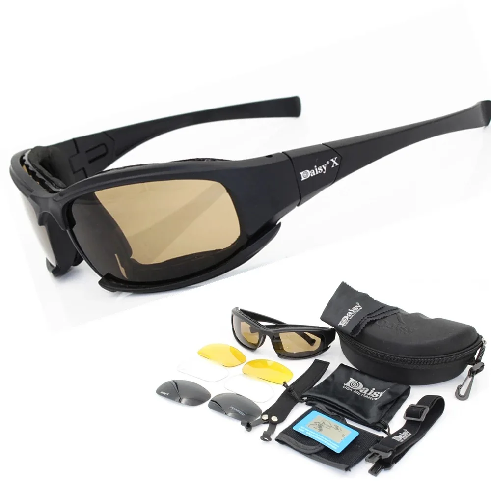 X7 Destroy Andrular-Lunettes de soleil polarisées militaires pour hommes, lunettes de l'armée avec 4 lentilles, boîte d'origine, lunettes de randonnée, lunettes de tir
