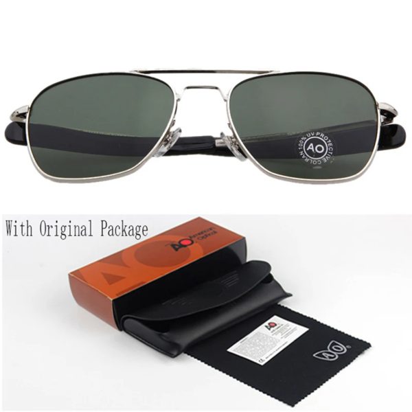 Lunettes de soleil de mode pour hommes, armée américaine, militaire, marque de styliste, AO, verre optique, lentille de sol RS263 – Image 6