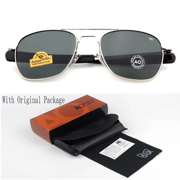 Lunettes de soleil de mode pour hommes, armée américaine, militaire, marque de styliste, AO, verre optique, lentille de sol RS263 – Image 5