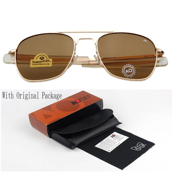 Lunettes de soleil de mode pour hommes, armée américaine, militaire, marque de styliste, AO, verre optique, lentille de sol RS263 – Image 2
