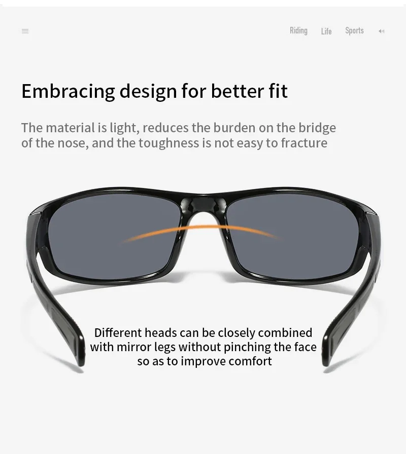Lunettes de soleil de cyclisme pour hommes et femmes, lunettes de soleil de sport, lunettes de camping, randonnée, équipement de vélo, mode