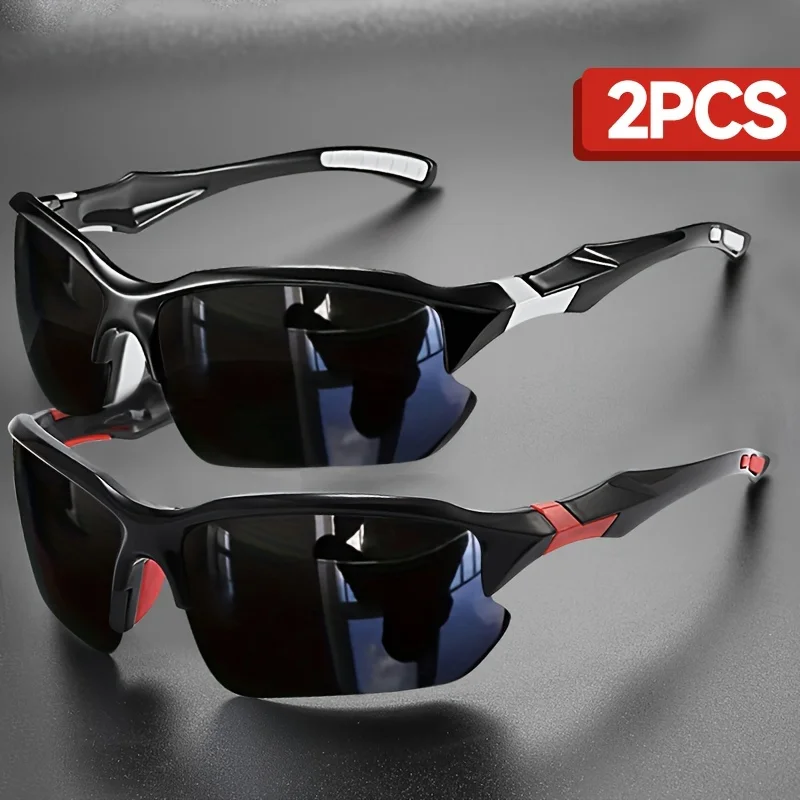 Lunettes de sport polarisées pour hommes, lentille TAC, monture PC, protection UV, idéales pour la randonnée, le cyclisme, la course, le golf, le choix de conduite, 2 pièces
