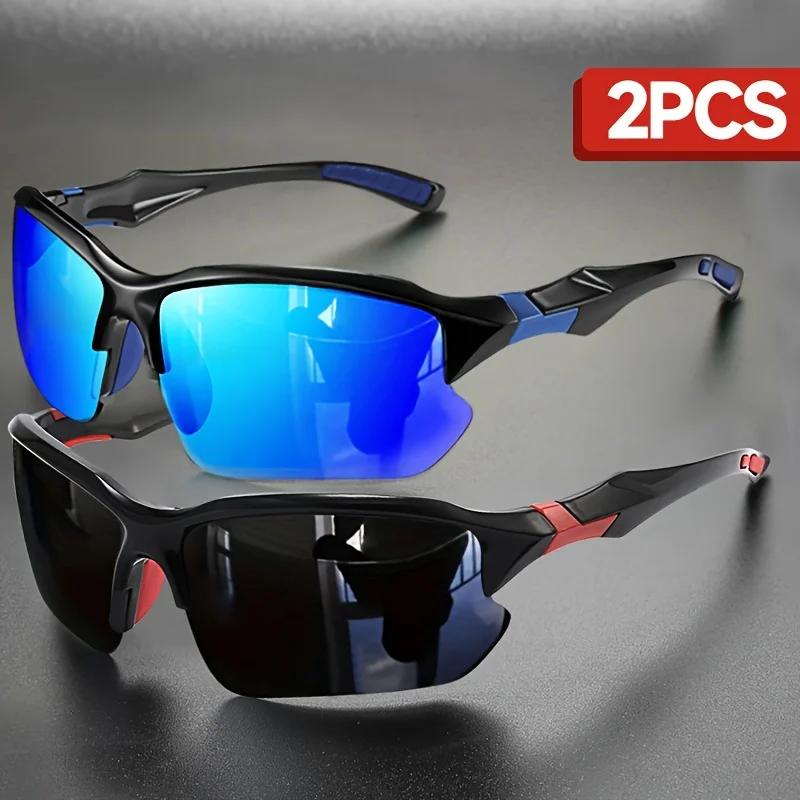 Lunettes de sport polarisées pour hommes, lentille TAC, monture PC, protection UV, idéales pour la randonnée, le cyclisme, la course, le golf, le choix de conduite, 2 pièces
