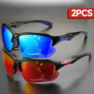 Lunettes de sport polarisées pour hommes, lentille TAC, monture PC, protection UV, idéales pour la randonnée, le cyclisme, la course, le golf, le choix de conduite, 2 pièces