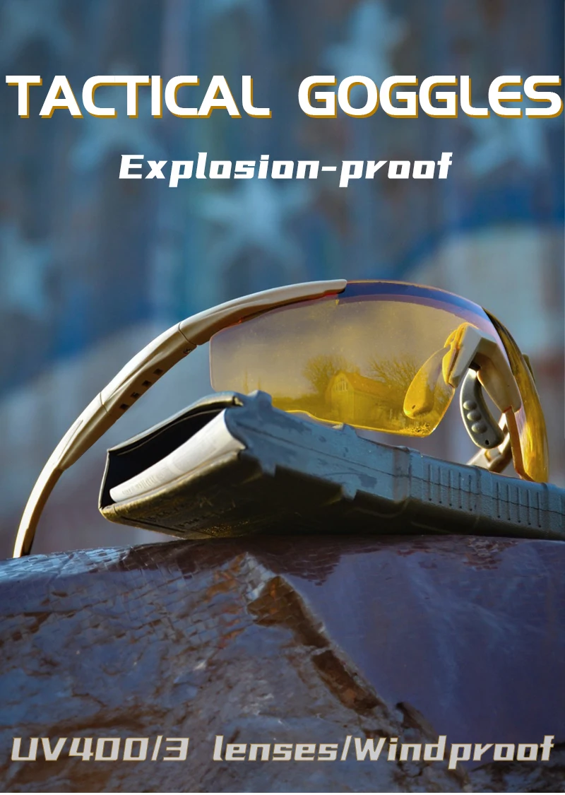 Lunettes DulGoggles coupe-vent et anti-poussière, lunettes de soleil pare-balles de tir militaire CS, lunettes d'alpinisme de moto, ensemble de 3 lentilles
