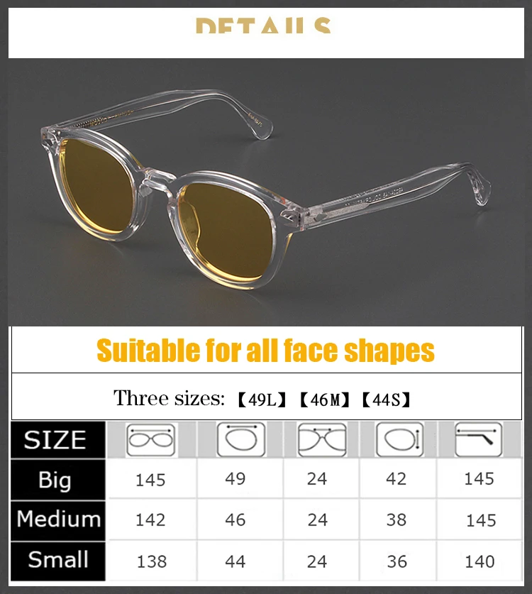 Lunettes de soleil polarisées rondes LemRish pour hommes et femmes, lunettes de vision nocturne, Johnny Depp, marque de luxe, monture en acétate vintage Lunettes de soleil polarisées rondes LemRish pour hommes et femmes, lunettes de vision nocturne, Johnny Depp, marque de luxe, monture en acétate vintage